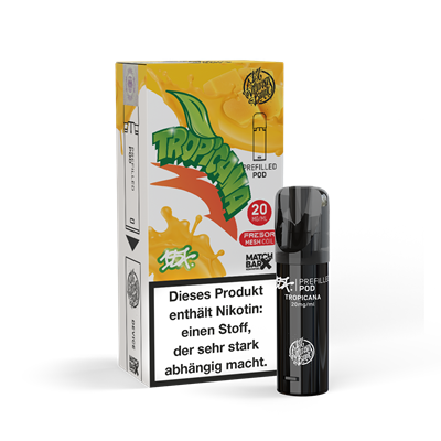 187 TROPICANA POD mit 20 mg Nikotin, tropischer Geschmack aus Passionsfrucht, Kiwi und Guave, 2 ml Liquid, 600 Züge.