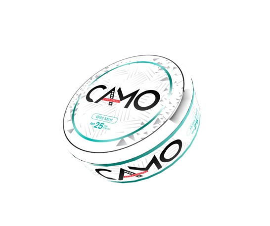 Dose CAMO WILD MINT 25mg mit erfrischendem Minzgeschmack und intensivem Nikotinerlebnis für erfahrene Nutzer