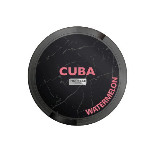 CUBA BLACK WATERMELON Nikotinbeutel mit intensivem Wassermelonengeschmack in schwarzer Dose der Marke Cuba.
