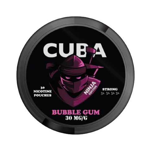 Dose CUBA NINJA BUBBLE GUM Snus mit Bubblegum-Geschmack und 30mg Nikotin pro Gramm, 25 Pouches, stark