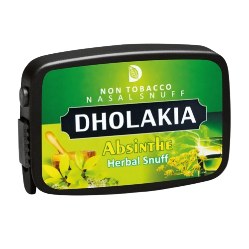DHOLAKIA HERBAL ABSINTHE Nasenschnupfpulver mit intensivem Absinthduft, Fenchel- und Mentholnoten in praktischer Dose