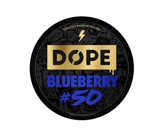 DOPE BLUEBERRY #50 Nikotinbeutel mit intensivem Blaubeergeschmack und starkem Nikotinkick, diskret und langanhaltend.