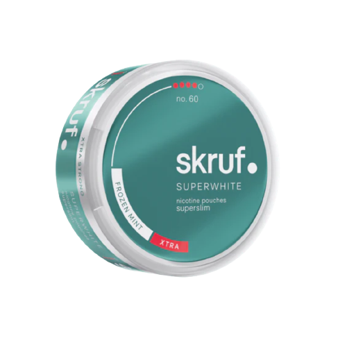 Dose Skruf Superwhite Frozen Mint Extra mit 20 Nikotinbeuteln und starkem eisigem Minzgeschmack aus Schweden