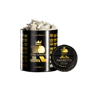Royal Lifestyle Amaretto SLIM Edition Snus Big Pack mit nussigem Marzipangeschmack und 200 Pouches Inhalt