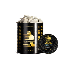 Dose Royal Lifestyle Freeze SLIM Edition mit erfrischenden Minzpouches und modernem schwarzem Design