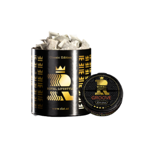 Royal Lifestyle Groove SLIM Edition Snus mit kräftigem Tabakgeschmack und rauchiger Note in praktischer Slim-Verpackung.