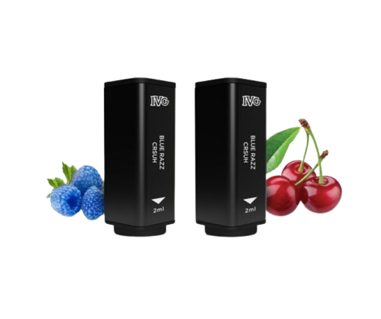 IVG PODS BLUE RAZZ CRUSH 2er Pack mit 20mg Nikotin, Geschmack nach blauer Himbeere und Kirsche, 2ml Pods.
