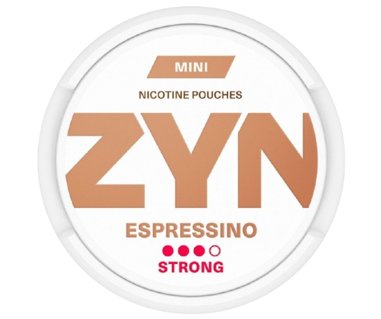 ZYN MINI ESPRESSINO STRONG Dose mit 20 Nikotin Pouches, intensiver Kaffee-Vanille Geschmack, Stärke 15mg/g aus Dänemark.