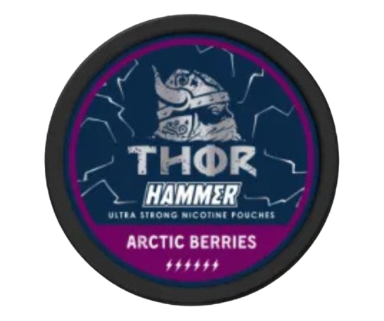 THOR HAMMER ARCTIC BERRIES Snus-Dose mit eisig-minzigem Geschmack und extra starkem Nikotin für frische Momente.