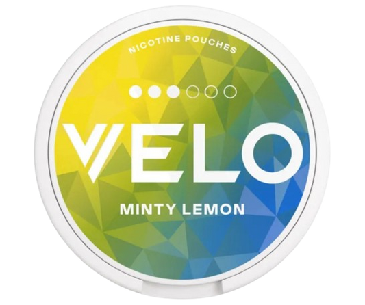 Dose mit Velo Minty Lemon Original Slim Nikotinbeuteln, mittlere Stärke, 20 Stück, erfrischender Minz-Zitronen Geschmack