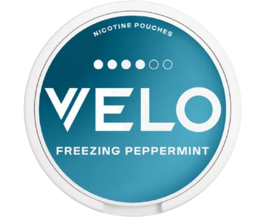 VELO FREEZING PEPPERMINT ORIGINAL Nikotin Pouches mit intensivem Minzgeschmack in praktischer Dose aus Schweden