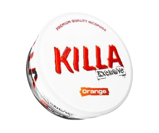 KILLA EXCLUSIVE ORANGE Nikotinbeutel mit intensivem Orangengeschmack, 16 mg Stärke, 20 Pouches aus Dänemark.