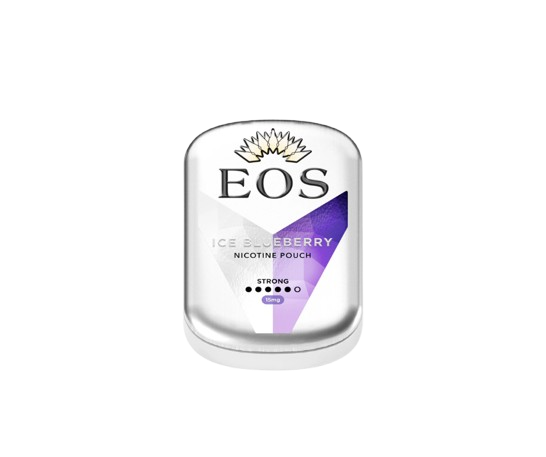 Eos ICE BLUEBERRY STRONG Nikotinbeutel mit intensivem Blaubeergeschmack und starker Wirkung in praktischer Dose.