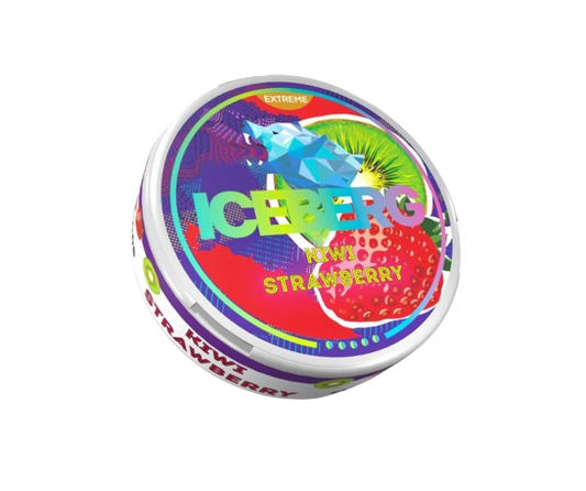 Runde Dose ICEBERG KIWI STRAWBERRY mit Kiwi und Erdbeer Motiv für erfahrene Benutzer, 50 mg Nikotin pro Gramm