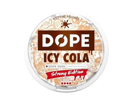 DOPE ICY COLA STRONG EDITION Nikotinbeutel mit intensivem Mango-Minze Geschmack und 16 mg/g Nikotin aus Tschechien.