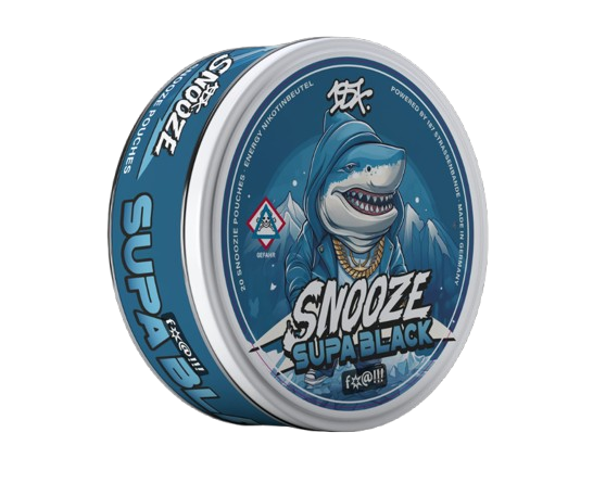 187 SNOOZE SUPA BLACK Nicotinbeutel mit spearmint Geschmack und rebellischem Design der 187 Straßenbande Marke