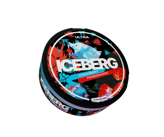Dose ICEBERG STRAWBERRY POMEGRANATE Nikotinbeutel mit fruchtigem Erdbeer- und Granatapfelgeschmack, 20 Beutel, 50 mg Stärke