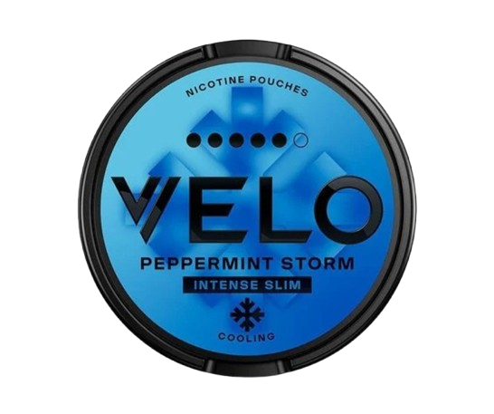 Dose VELO PEPPERMINT STORM mit 20 nikotinfreien Pfefferminzbeuteln, mentholfrisch und tropffrei, 14mg Stärke