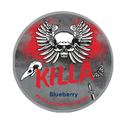 KILLA BLUEBERRY EXTRA STRONG Nikotinbeutel mit intensiver Heidelbeer-Note, extra starker Tabakfreier Snus aus Dänemark.