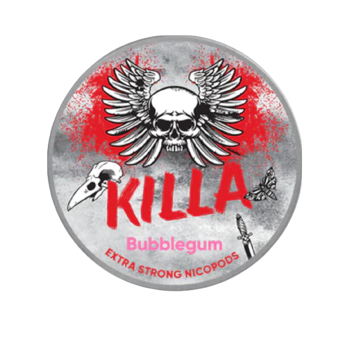 KILLA BUBBLEGUM EXTRA STRONG Nikotpouches mit süßem Kaugummigeschmack und starkem Nikotingehalt aus Dänemark