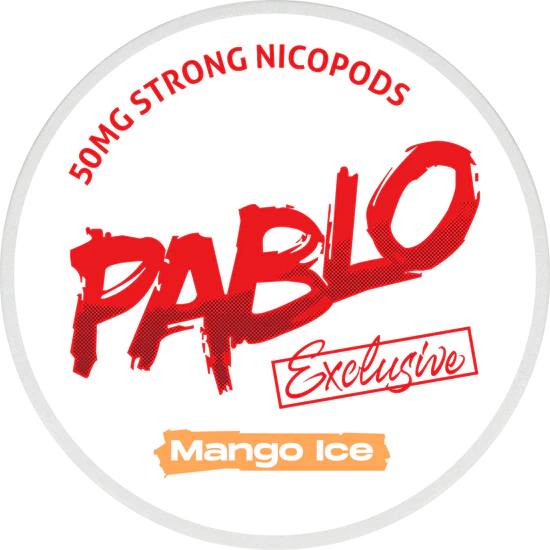 Weiße Dose PABLO EXCLUSIVE MANGO ICE Nikotinbeutel mit 50 mg Stärke Geschmack von frischer Mango von Pablo