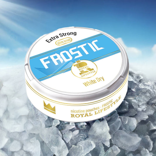 ROYAL LIFESTYLE FROSTIC SLIM EXTRA STRONG White Dry Nikotinbeutel mit frischem Minz- und Mentholgeschmack auf Eiskristallen