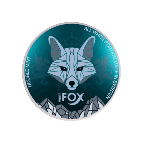 Weiße Dose WHITE FOX DOUBLE MINT Nikotinbeutel mit doppeltem Minzgeschmack aus Schweden, 20 Stück, 16 mg/g Stärke.