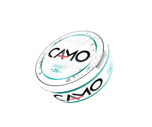 Dose CAMO WILD MINT 25mg mit erfrischendem Minzgeschmack und intensivem Nikotinerlebnis für erfahrene Nutzer