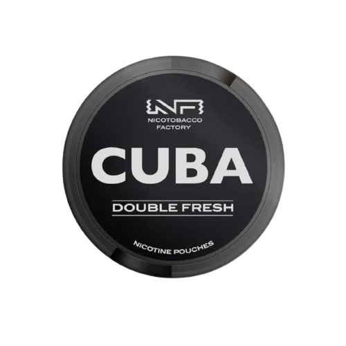 CUBA DOUBLE FRESH Nikotinbeutel Dose in Schwarz mit weißer Schrift für frischen Nikotingenuss ohne Tabak