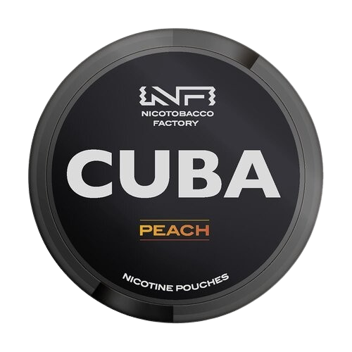 CUBA PEACH Nikotinbeutel mit Pfirsichgeschmack, 43mg Stärke, 20 Stück Dose von Nicotobacco Factory, Polen hergestellt.