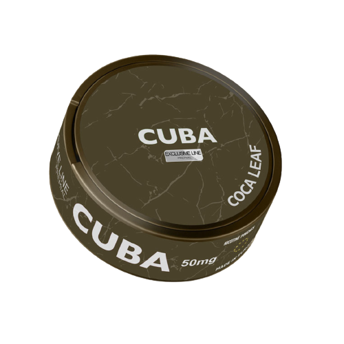 Runde Dose CUBA COCA LEAF mit Nikotinpäckchen 50mg von Cuba, hergestellt in Polen, 20 Stück pro Dose