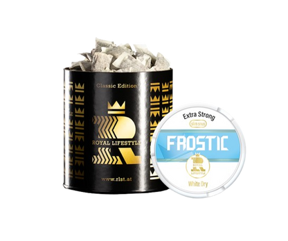 ROYAL LIFESTYLE FROSTIC SLIM EXTRA STRONG White Dry Dose mit Pouches und erfrischendem Minzgeschmack