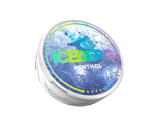 Runde Dose ICEBERG MENTHOL Nikotin Pouches mit erfrischendem Mentholgeschmack und 50 mg Stärke für erfahrene Benutzer