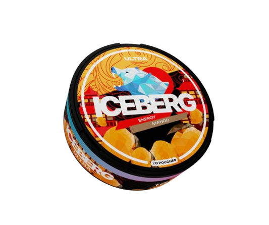 Dose ICEBERG ENERGY MANGO Nikotinbeutel mit intensiver Mango-Energy-Mischung und 20 Beuteln je Packung