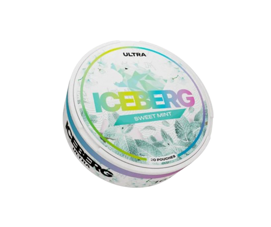 Runde Dose ICEBERG SWEET MINT Nikotinbeutel mit Minzgeschmack und erfrischendem Design von Iceberg.